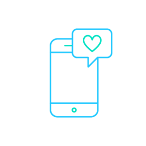 Smartphone mit Herz-Symbol. Das